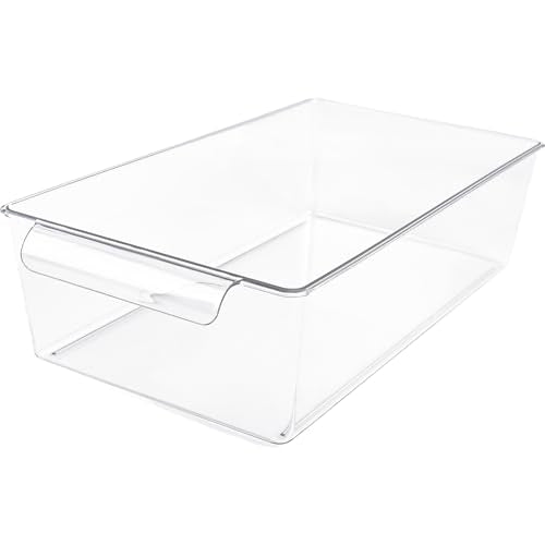 4Pack 2-Tier Bathroom Storage Organizer, Clear Under Sink Organizers Kitchen Vanity Counter Storage Container, Medicine Cabinet Drawers Bins, Pull-Out Organization with Track for Pantry