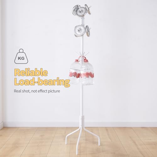 Coat Rack Freestanding for entryway,Living Room,Bedroom,Metal coat tree with12 Hooks and 3 Legs,hat stand (White) - color: White