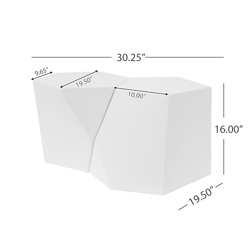Irregular Nesting Coffee Table Set of 2, Modern Hexagon Side Table, MGO End Table Accent Tables for Living Room Apartment Balcony Office, White - color: 30.25" White