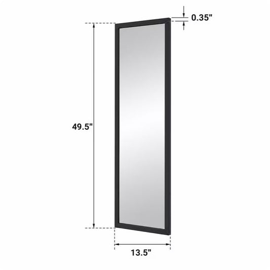 13.5"x49.5" Black Modern Full Length Door Mirror for Bedroom Living Room | Sleek Modern Frame; Space Saving Door Mount; Wide Full-body Reflection; Indoor Decor Compatibility