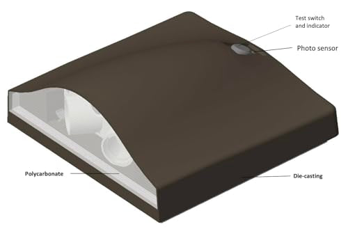 Bronze 9W 600LM Mini Square Wall Sconce, Outdoor Wall Light | Indoor Outdoor Emergency Battery Wall Pack, Porch Light, 120 277VAC, Photocell, Brown 3P, IP65 Waterproof Aluminum Housing - color: Brown, size: 3