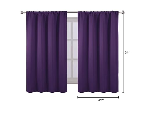 Purple Blackout Curtains/42 x 54 Inch/Set of 2 Panels Room Darkening Curtains for Bedroom - color: Purple, size: 42"W x 54"L (Pack of 2)