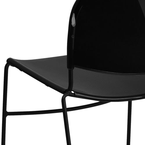 Flash Furniture HERCULES Series 880 lb. Capacity Black Ultra-Compact Stack Chair with Black Powder Coated Frame - color: Black Plastic/Black Frame, size: Set of 1