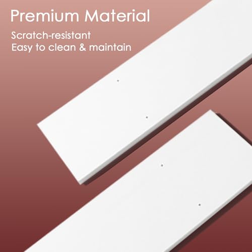Long Wall Shelves, 31.5Inch Wooden Wall Mounted Shelves, Set of 4 | Large Floating Book Shelf, Metal Brackets, Easy Assembly, Max Load 22lbs, Wall Storage Ledges, Bedroom/Bathroom, White & Gold - color: White and Gold, size: 31.5 Inch (4 Pack)