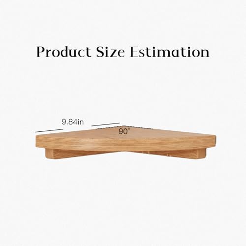 Natural Wood Corner Floating Shelf, 10" Wall-Mounted Corner Shelf for Bedroom, Bathroom & Living Room, Decorative & Functional Corner Shelf Wall
