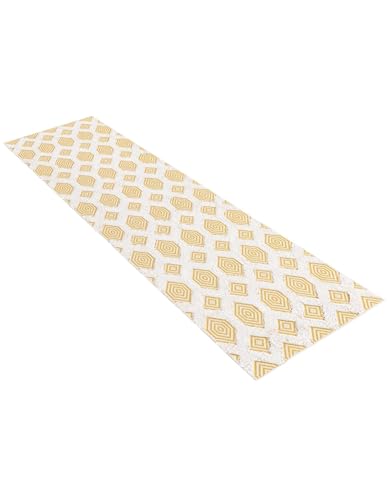 Rugs.com - Sabrina Soto Casa Rug – 8 Ft Runner Yellow Cotton Textured Rug Modern Geometric Design for Hallways and Entryways - color: Yellow, size: 2'3" x 8' (Runner)