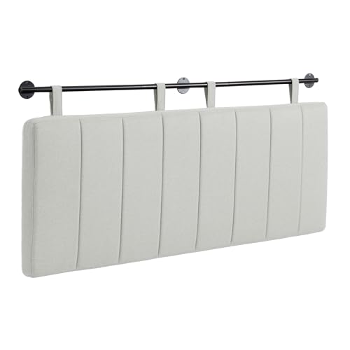 Queen Headboard Only, Wall Mounted Hanging Upholstered Bed Head Board | Modern Vertical Channel Design of Fine Linen, Elegant Light Yellow Fluted Headboard for Bedroom (Light Yellow, Queen Size ) - color: Linen/Light Yellow, size: Queen