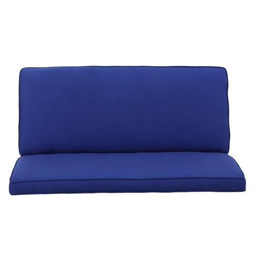 50" Small Loveseat Sofa, Comfy Mini Fabric Sofa Couch for Small Spaces, 2 Seater Armless Sofa with Solid Wood Legs for Living Room, Dorm, Office, Bedroom (Navy Blue) - color: Navy Blue
