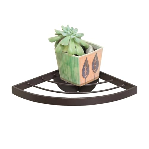 Bed Bath & Beyond Achla Designs 11.8" W Quarter-Round Roman Bronze Wrought Iron Corner Wall Plant Shelf, Powder Coated Finish