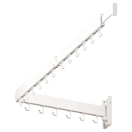 Clothes Drying Rack,Laundry Drying rack,Wall Mounted Clothes Rack,Clothes Hanging Rack,Laundry Rack Wall Mount,Folding Retractable Collapsible Drying Rack Clothing (Three-Poles,J Hooks,White) - size: White/J-Shape Hooks