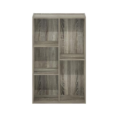 Furinno LUDER Book Shelf, 5-Cube Bookshelf, Reversible Bookcase, 9.4 x 19.5 x 31.5, Easy Assembly, for Living Room, Bedroom, Home Office, French Oak - color: French Oak, size: 5-Cube