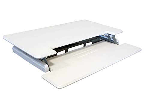 Victor High Rise DCX610W Height Adjustable Compact Desk with Keyboard Tray Standing Desktop Converter, 33 Inches, White - color: White