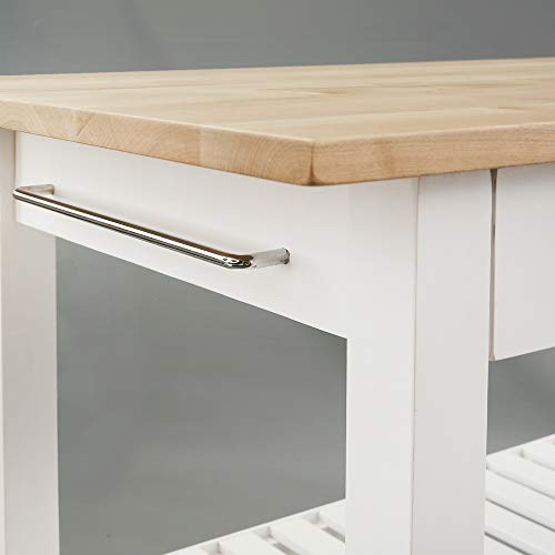 Casual Home Solid Wood Kitchen Island, Natural Maple Top, White Base (New) 40*20*36.5inch - color: Natural Maple Top, White Base (New)