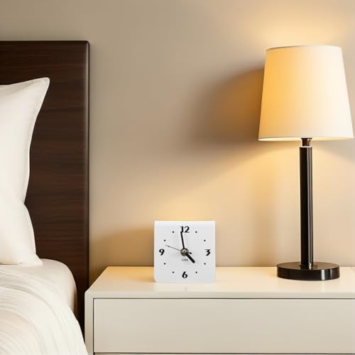 Silent Acrylic Table Clock Modern Minimalist Battery Operated Desk Clock for Bedrooms Smooth Sweeping Hand for Light Sleepers and Couples