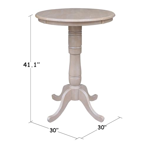 IC INTERNATIONAL CONCEPTS 30" Round Top Pedestal Dining Table, 40.9" High, Washed Gray Taupe - color: Washed Gray Taupe