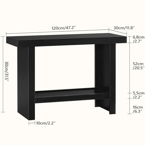 MAHANCRIS Console Table, 47.2'' Black Entryway Table for Hallway, Narrow Sofa Table Behind The Couch, Modern Foyer Tables for Entrance, Living Room, Corridor, Easy Assembly, Black CTBK26801 - color: Black, size: 47.2"L x 11.8"W x 31.5"H