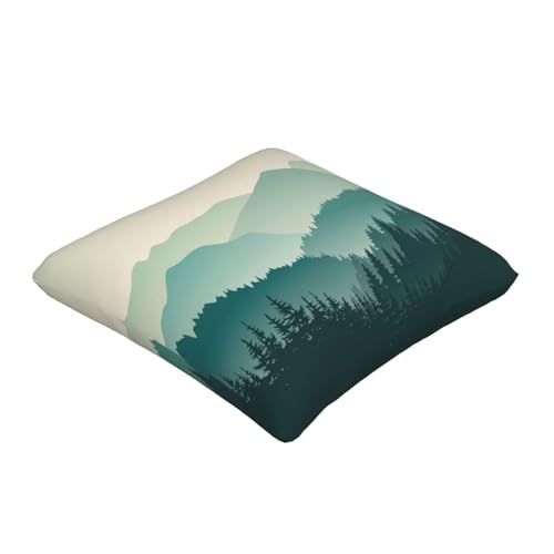 Beautiful Green Mountain Landscape Throw Pillow Covers Misty Pine Tree Mountains Pillow Cover 20x20 Inch Set of 2 Foggy Forest Pillowcase Square Cushion Cases for Couch Bed Sofa - color: Cyan, size: 20" x 20" (Pack of 2)