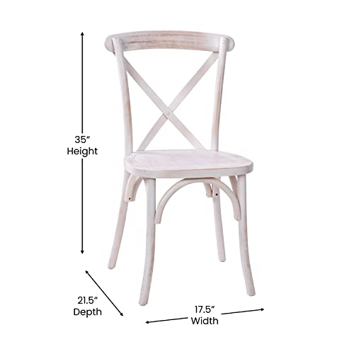 Merrick Lane Bardstown X-Back Bistro Style Wooden Dining Chair for Kitchens and Dining Rooms, High-Back Wood Stackable Kitchen Chair, Lime Wash - color: Lime Wash