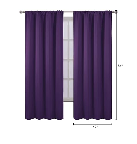 Purple Blackout Curtains/42 x 84 Inch/Set of 2 Panels Room Darkening Curtains for Bedroom - color: Purple, size: 42"W x 84"L (Pack of 2)