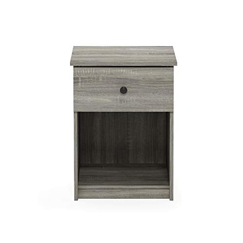 Furinno 219153GYW Lucca Nightstand, 2-Pack, French Oak Grey - color: French Oak Grey, style: 2-Pack Knob