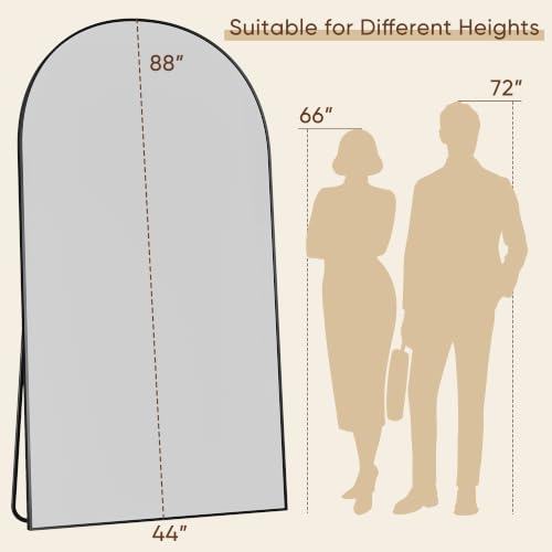 88"x44" Arched Full Length Mirror, Large Floor Mirror, Black | Oversized Aluminum Full Body Mirror, HD Shatterproof Tempered Glass, Lean/Stand/Wall for Living Room,Bedroom, Dressing Room - color: Black, size: 88"L x 44"W