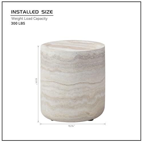 15.74" Round Faux Mable Side Table, End Coffee Table | Side Table, Concrete End Table, Travertine Accent Table, Living Room Furnitures, Mars Pattern, No Need Assembly - color: Mars,15.74,side Table