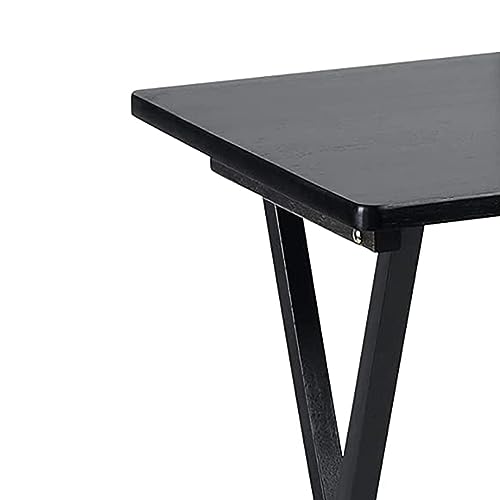 PJ Wood - Folding Wood TV Tray Table - Black 6-Piece Set | Solid Hardwood Construction, 19.09 x 14.57 x 26 in, 31.5 in Collapsed Length, No Assembly Required, Indoor Use