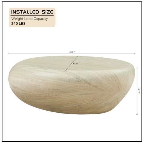 43.3" Oval Concrete Coffee Table, Travertine Style Stone Table | Modern Faux Stone Center Table, Accent Tea Table for Living Room, Drum Fiberglass Coffee Table, No Need Assembly - color: A-43.3" Mars Pattern