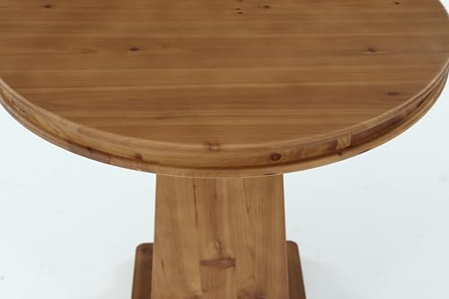 LITTLE TREE Solid Wood Round Dining Table, 31.5" Small Kitchen Table for 2, Modern Farmhouse Dinner Table for Dining Room, Kitchen, Living Room, Artistic Geometric Base, Table Only (Rustic Brown) - color: Rustic Brown