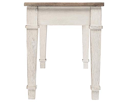 Signature Design by Ashley Skempton Farmhouse Storage Bench, Distressed Finish, Seat With Hidden Storage, Wood, 48" W x 15" D x 18.5" H, White & Light Brown