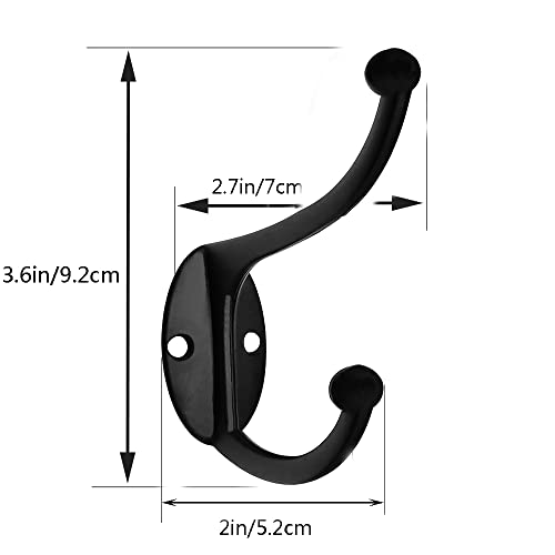 ZEYU 20Pcs Wall Hooks, Coat Hooks Hardware Heavy Duty Hooks for Hanging Coats Double No Rust Black Hook Wall Mounted with Screws for Key, Towel, Bags, Cup, Hat - color: 20Pcs Black