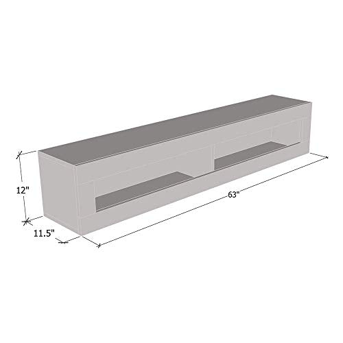 Meble Furniture Floating Media Cabinet Type-51 — Wall-Mounted Storage with LED Lighting — High Gloss Finish, 47.2 x 11.8 x 11.8 inches — White