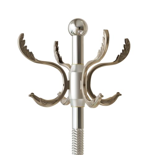 Metal Coat Rack Stand Coat Rack Freestanding with 12 Hooks,Silver | Sturdy Heavy Duty Modern Coats Tree for Bags Clothes Hall Tree Hats Hanger Holder Stand for Entryway Bedroom Hallway Office - color: Silver Cyan with 12 Hooks