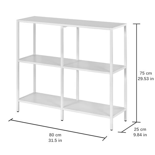 HDANI 31.5 Inch Metal Console Table with 3 Tier Strage Shelves,Narrow Entryway Table,Modern Sofa Tables for Entryway, Living Room,Bedroom,White - color: White, size: 31.5×9.84×29.53in