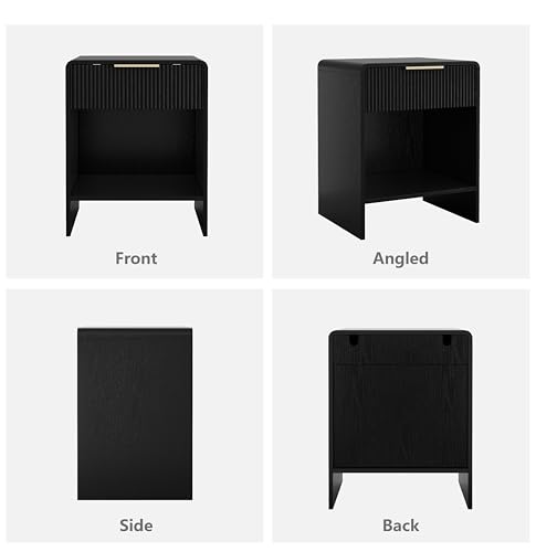 Lab Cosi Nightstand,Night Stand with Drawer Storage,18.9" W Modern Bedside Table,Fluted Night Tables with Handle,Bedside End Table for Bedroom Living Room Sofa Office - size: 18.9"W × 15.7"D × 23.6"H