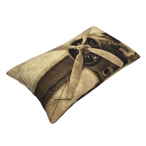 Old Aircraft Throw Pillow Covers Vintage Airplane Lumbar Pillow Cover 12x20 Inch Set of 2 Retro Vintage Plane Damaged Flight Pillowcase Rectangle Cushion Cases for Bed Sofa - color: Brown, size: 20" x 12" (Pack of 2)