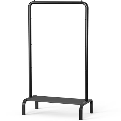 Simple Houseware 30" W Narrow Freestanding Garment Rack with Shelves, Black | With Storage Shelf – Slim & Space-Saving Closet Organizer