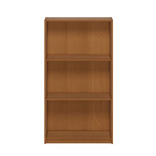 Furinno BASIC Book Shelf, 3-Tier Modern Bookshelf, Bookcase with Open Shelves, 9.3" x 21.8" x 39.5", for Living Room, Bedroom, Home Office, Light Cherry - color: Light Cherry, size: 3-Tier