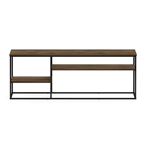 Furinno Moretti TV Stand for TVs up to 65 Inch, 3-Tier Rustic Brown Entertainment Center, Open Back TV Console with Cable Management, for Living Room, Bedroom, Brown Walnut