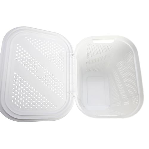 24" Plastic Hinged-Lid Rectangle Laundry Hamper, All Ages, White