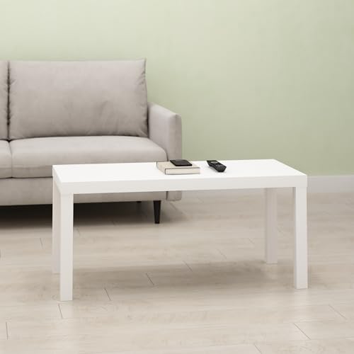 Bayan Coffee Table, Square Side Table or Small Spaces, Living Room, White - color: White, size: 18.9 (D) x 39 (W) x 17.5 (H) inches