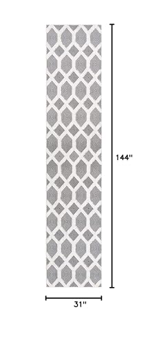 Rugs.com - Sabrina Soto Casa Rug – 12 Ft Runner Black Cotton Textured Rug – Modern Geometric Design for Hallways, Entryways, and Bedrooms - color: Black, size: 2'7" x 12' (Runner)