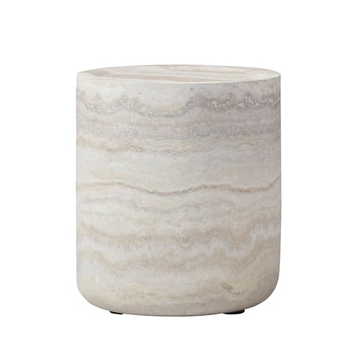 Round Faux Marble Coffee Table, Modern Drum Design, Circle FiberglassCoffee Table, End Table for Living Room, Apartment, No Assembly Required (15.74'' Mars Pattern) - color: 15.74'' Mars Pattern