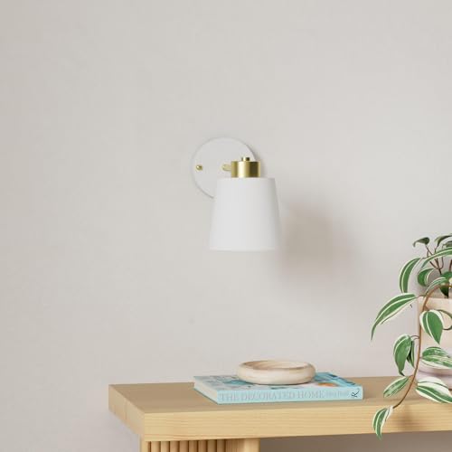 Plug in Wall Sconces, Rotatable Angle White Wall Lamp with Plug in Cord Metal Vintage Industrial Wall Mounted Light Reading Light for Bedroom Bedside Doorway(2 Pack) - color: White