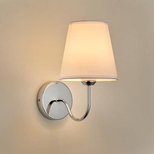 Modern Hardwired Chrome Wall Sconces Set of 2 Lighting Fixture, E26 Industrial Vintage Wall Light Pack Wall Lamp Bathroom Decor for Bedroom Living Room, Silver Finish Wall Sconces - color: Chrome