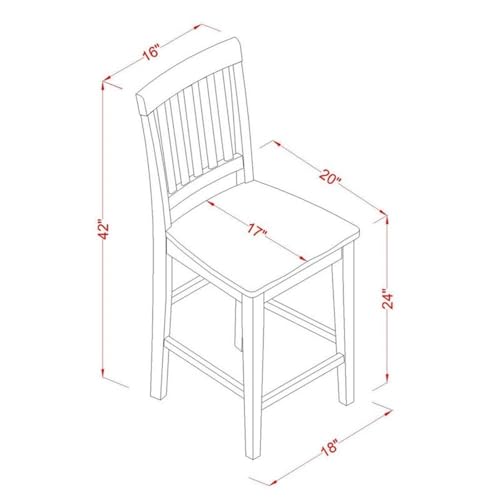 East West Furniture JAVN5-WHI-W 5 Piece Counter Height Dining Set Includes a Round Dining Table with Pedestal and 4 Kitchen Chairs, 36x36 Inch, Buttermilk & Cherry - color: Javn5-whi-w