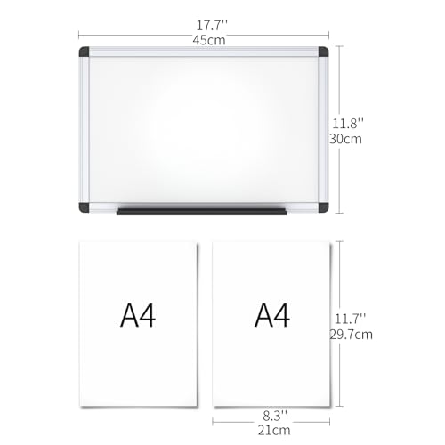 VIZ-PRO Magnetic Whiteboard, 18 x 12 Inches, Dry Erase Board for Wall | Includes 1 Eraser, 2 Markers & 4 Magnets, Aluminum Frame, for School Office and Home - size: 18 X 12 Inches