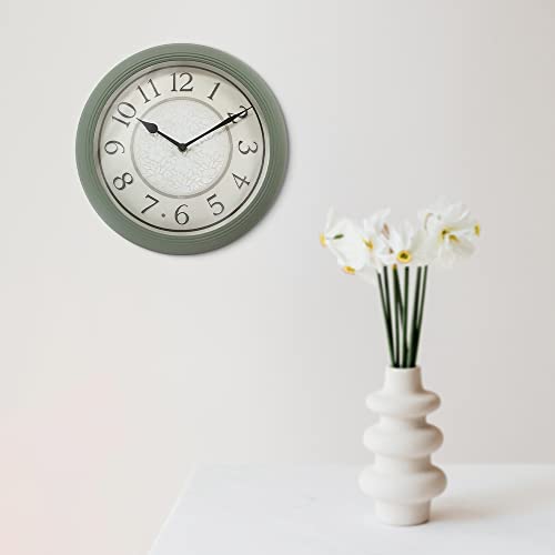 12.6" Illuminated Farmhouse Wall Clock | Silent Battery-Operated Night Light Wall Clock, Smart LED Sensor, Living Room, Kitchen, Bath, Sage Green - color: Sage Green, size: 12.6"