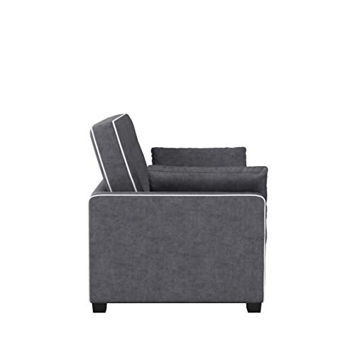 Serta Ainsley 72.6" Convertible Sleeper Sofa, Queen Size, Dreamcoil Comfort, Soft Woven Fabric, Charcoal - color: Charcoal, size: Queen Sofa