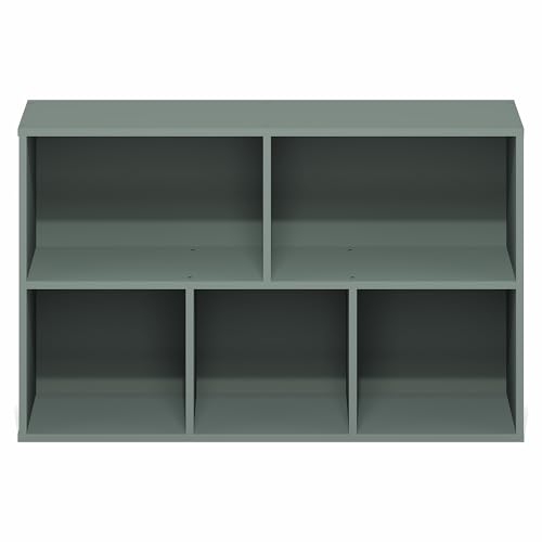 Furinno LUDER Book Shelf, 5-Cube Bookshelf, Reversible Bookcase, 9.4 x 19.5 x 31.5, Easy Assembly, for Living Room, Bedroom, Home Office, Sage Green - color: Sage Green, size: 5-Cube